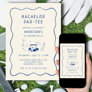Convites Golf Bachelor Party Última Mão Balançada Azul