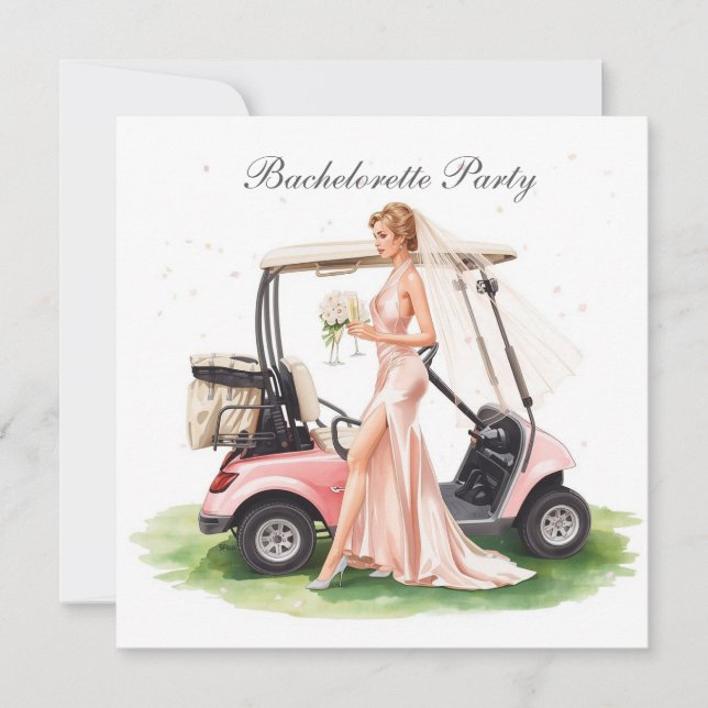 Convites Golf Bachelorette Party on golf course (Frente)