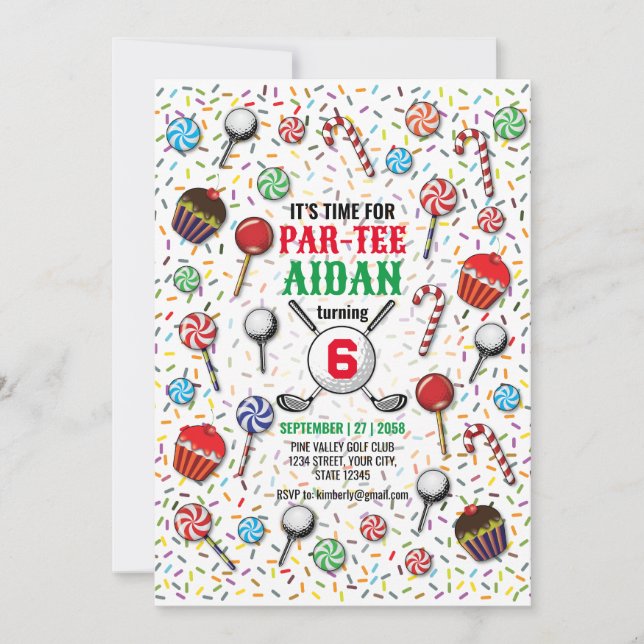 Convites Golf Birthday Par-Tee Design (Frente)