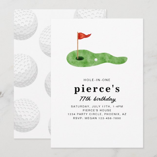 Convites Golf Birthday Party Invitation (Frente/Verso)