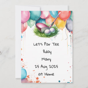 Convites Golf Birthday Pink temático para Lady Golfer
