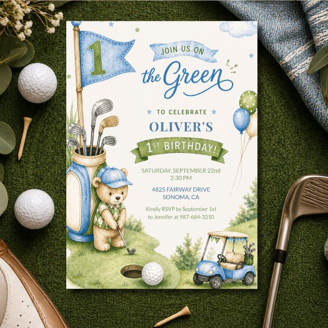 Convites Golf Boy First Birthday Par-Tee Hole In One  (Criador carregado)