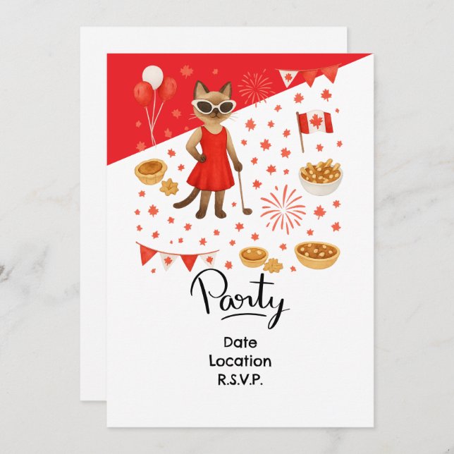 Convites Golf Canada Golf Day Golf Gee for Cat Lovers (Frente/Verso)