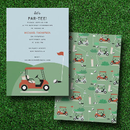 Convites Golf Carrinhos Tema Moderno de Golfe Aniversário
