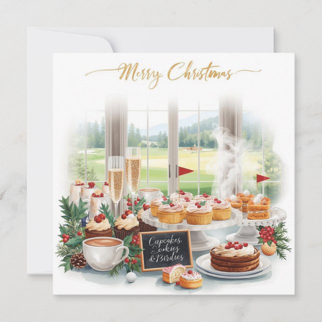 Convites Golf Christmas Party with Golf Course Background (Frente)