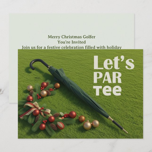 Convites Golf Christmas themed with golf umbrella  (Frente/Verso)