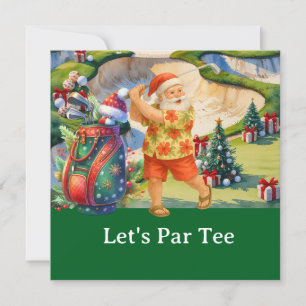 Convites Golf Christmas Vamos Par tee com saco de golfe