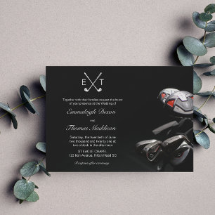 Convites Golf Clubs Elegante Casamento Monograma