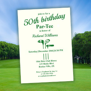 Convites Golf Clubs Themed Par Tee 50th Festa de aniversári