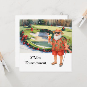 Convites Golf de Natal com Papai Noel no Green