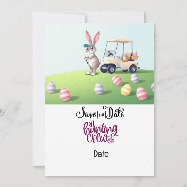 Convites Golf Easter Bunny no campo de golfe (Frente)