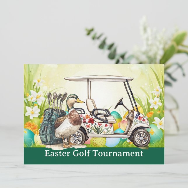 Convites Golf Easter to golfer PARTY invitation  (Em pé/Frente)