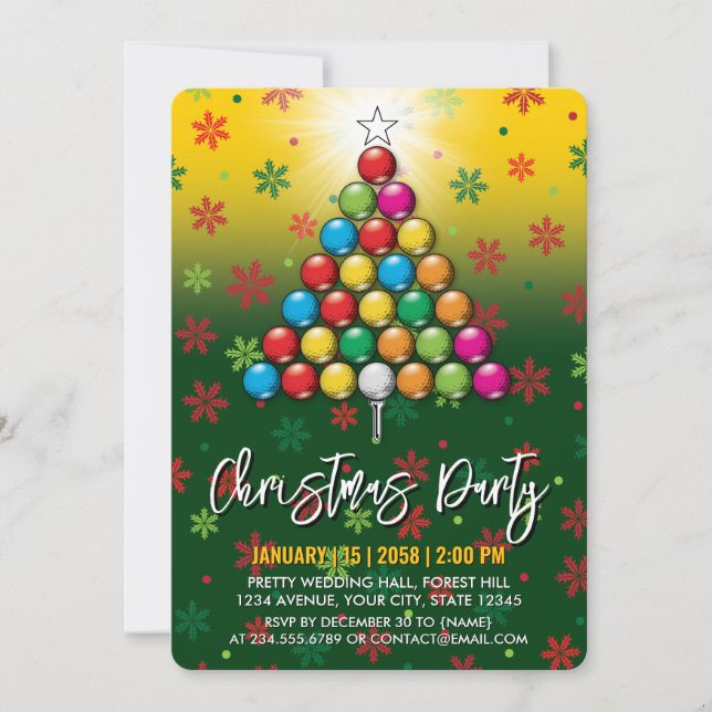 Convites Golf Feliz Design de Natal (Frente)