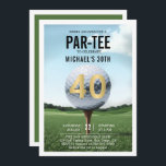 Convites Golf Golfer Golfing Modern Men aniversário de 40 a<br><div class="desc">aniversário de 40 anos ideias para os homens: um convite de festas de aniversário de 40 anos de golfe para ele, com uma ilustração de uma bola de golfe numa vista de extrema aproximação, num fundo de campo de golfe. Um convite de festas moderno e elegante para seu marido, namorado,...</div>