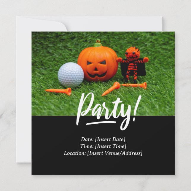 Convites Golf Halloween temático para golfista (Frente)