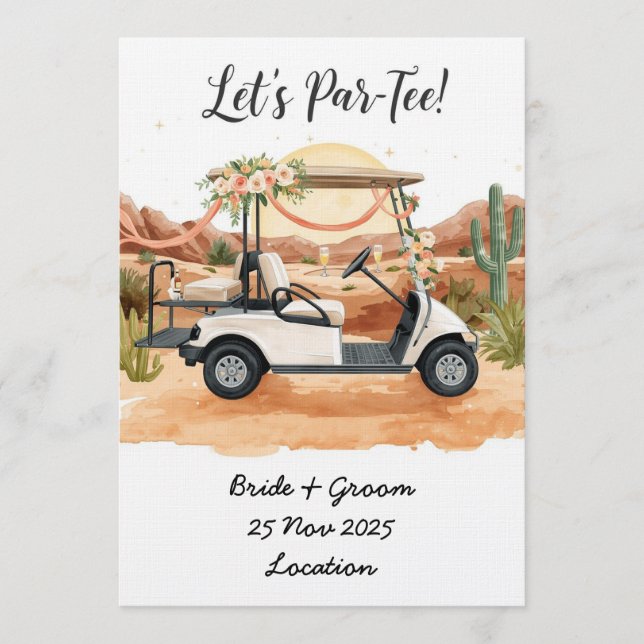 Convites Golf Let’s Par-Tee! Golf Wedding in Arizona (Frente)