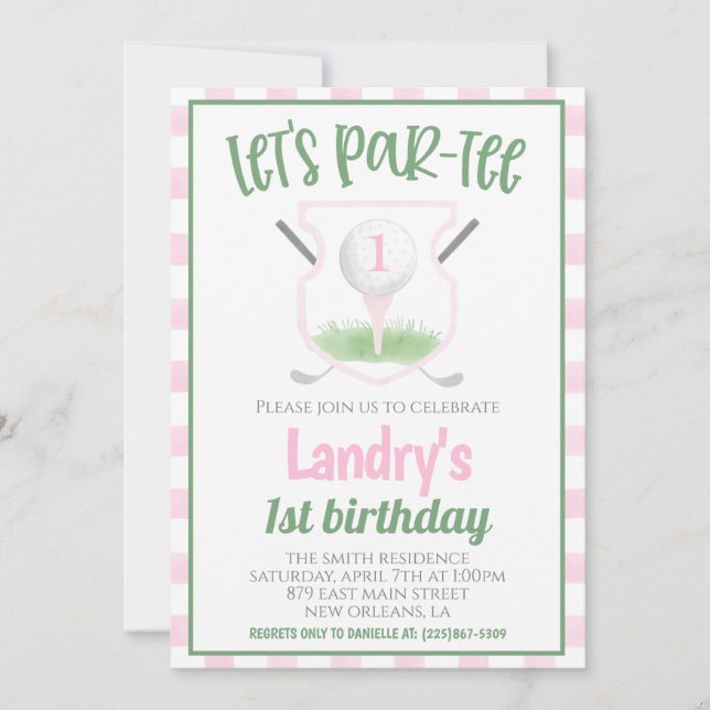Convites Golf Let's Par-tee Birthday Invitation (Frente)