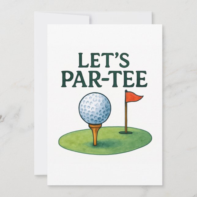 Convites Golf Let's Party with Golf ball on tee (Frente)
