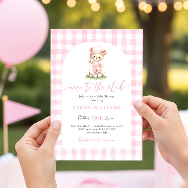 Convites Golf New to the Club Baby Shower Girl Invitation (Criador carregado)