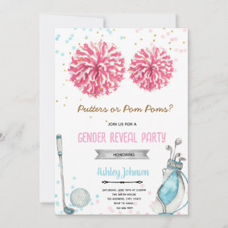 Convites Golf or pom pom gender reveal invitation