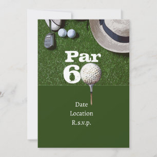 Convites Golf Par 60º aniversário de 60 anos velhos