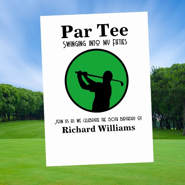 Convites Golf Player Swinging into My Fifties 50th Birthday (Criador carregado)