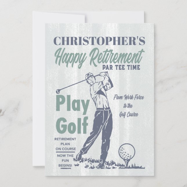 Convites Golf Retro Happy Retirement (Frente)