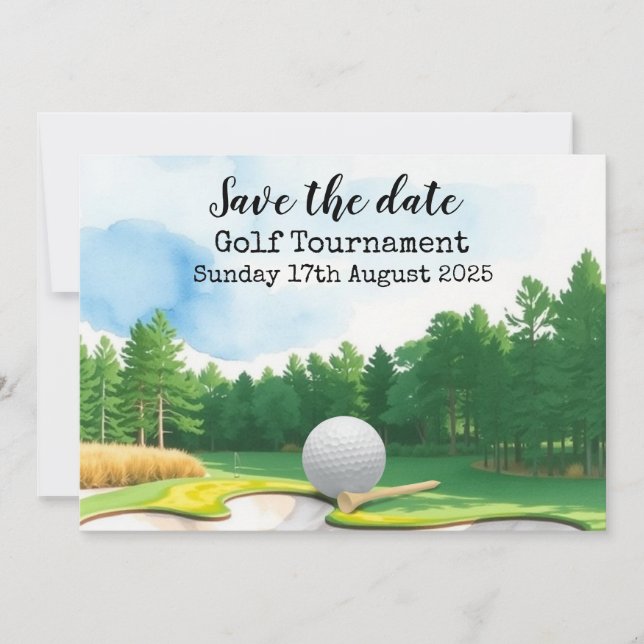 Convites Golf Salve a data Golf Tournament (Frente)
