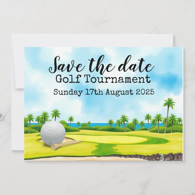 Convites Golf Salve a data Golf Tournament (Frente)