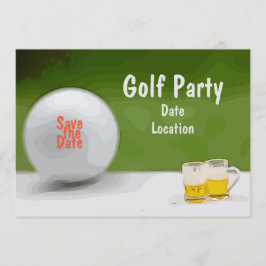 Convites Golf Salve a data para festa com cerveja em verde