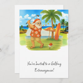 Convites Golf Santa Claus jogando golfe no verão