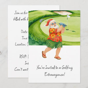 Convites Golf Santa Claus jogando golfe no verão