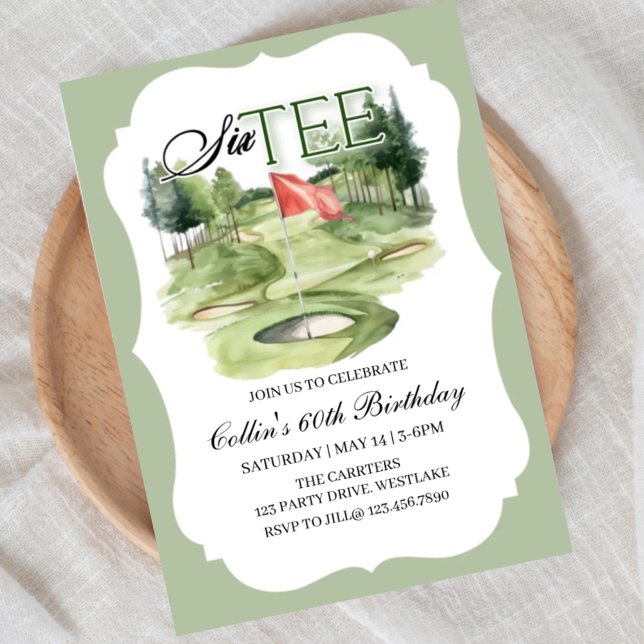 Convites Golf SIX-TEE Birthday, 60, Golf Birthday,   (Criador carregado)