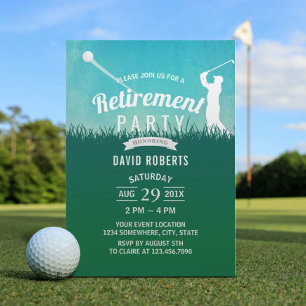 Convites Golf Sport Retirement Party Watercolor Sky