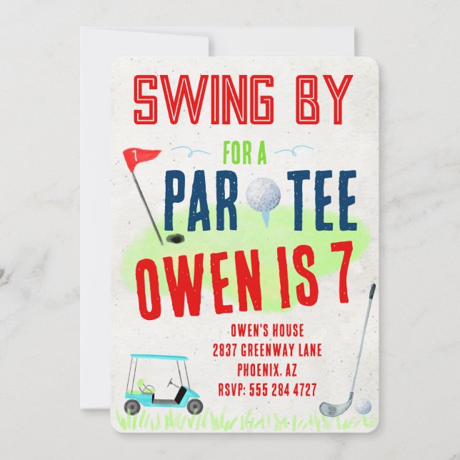 Convites Golf Theme Birthday Party Invitations (Frente)