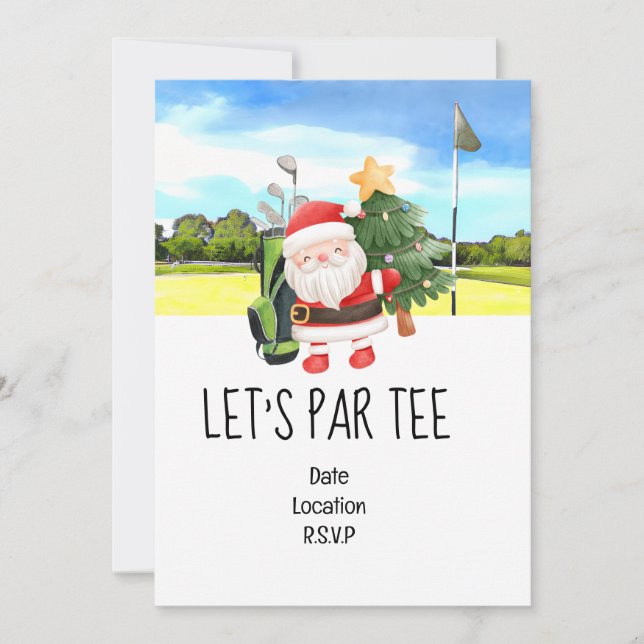 Convites Golf Vamos Par Tear Festa de Natal para Golfe (Frente)