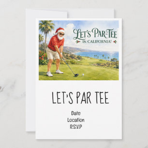 Convites Golf Vamos Par tee festa de Natal Califórnia
