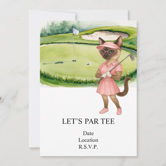 Convites Golf Vamos Par tee para amantes de gatos mulher go (Frente)