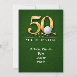 Convites Golfe Aniversário de 50 anos com golfe em grama ve