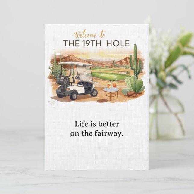 Convites Golfe Bem-vindo à casa do golfista  PARA coquetel  (Em pé/Frente)