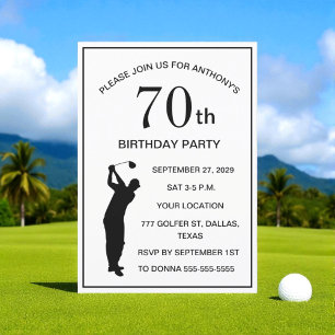 Convites Golfe de Festa de aniversário 70 Golfe Pai Par Neg