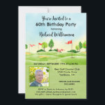 Convites Golfe de Fotografia Festa de aniversário Masculina<br><div class="desc">Este festivo e colorido 60º Convite de aniversário tem um tema Golfe e é perfeito para um Golfe. Ele apresenta um carrinho de golfe com Golf Clubs em um Curso de Golfe, muito para personalizar para se adequar ao seu evento, assim como a uma foto. Nós temos todos os ingredientes...</div>