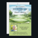 Convites Golfe de Fotografia Festa de aniversário Masculina<br><div class="desc">Este festivo e colorido 60º Convite de aniversário tem um tema Golfe e é perfeito para um Golfe. Ele apresenta um carrinho de golfe com Golf Clubs em um Curso de Golfe, muito para personalizar para se adequar ao seu evento, assim como a uma foto. Nós temos todos os ingredientes...</div>