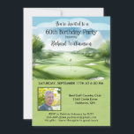 Convites Golfe de Fotografia Festa de aniversário Masculina<br><div class="desc">Este festivo e colorido 60º Convite de aniversário tem um tema Golfe e é perfeito para um Golfe. Ele apresenta um carrinho de golfe com Golf Clubs em um Curso de Golfe, muito para personalizar para se adequar ao seu evento, assim como a uma foto. Nós temos todos os ingredientes...</div>