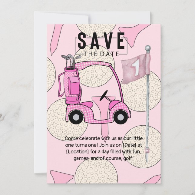 Convites Golfe de primeiro aniversario de um ano de idade c (Frente)