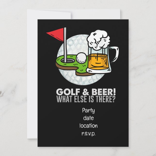 Convites Golfe e Beer Party para golfe (Frente)