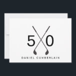 Convites Golfe Negro Simples 50ª Festa de aniversário<br><div class="desc">Cinquenta. 50º Convite de Aniversário. Data,  local,  RSVP incluído. Preto & Branco. Simples. Golfe.</div>