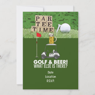 Convites Golfe Party Golf and Beer Engraçado dizendo golfe