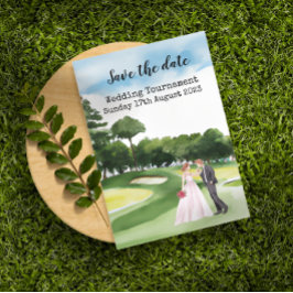 Convites Golfe Salve a data Casamento de Golfe Aquarela gol
