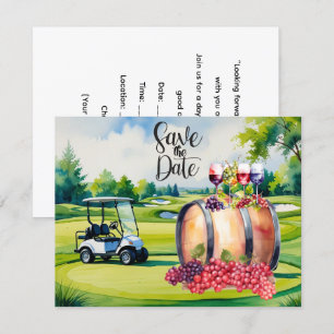 Convites Golfe Salve a data com bolas de golfe na grama ver